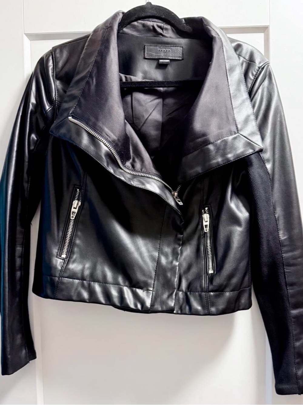 Women's Black Faux Leather Moto Jacket